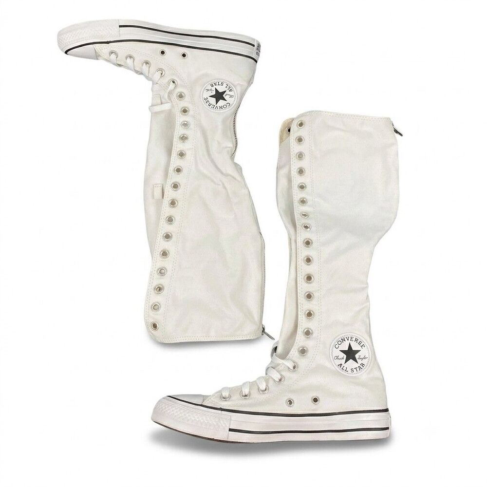 Converse Knee High Boots XX-Hi Womens 7.5 White Y2K Grunge Skater Chuck Taylor